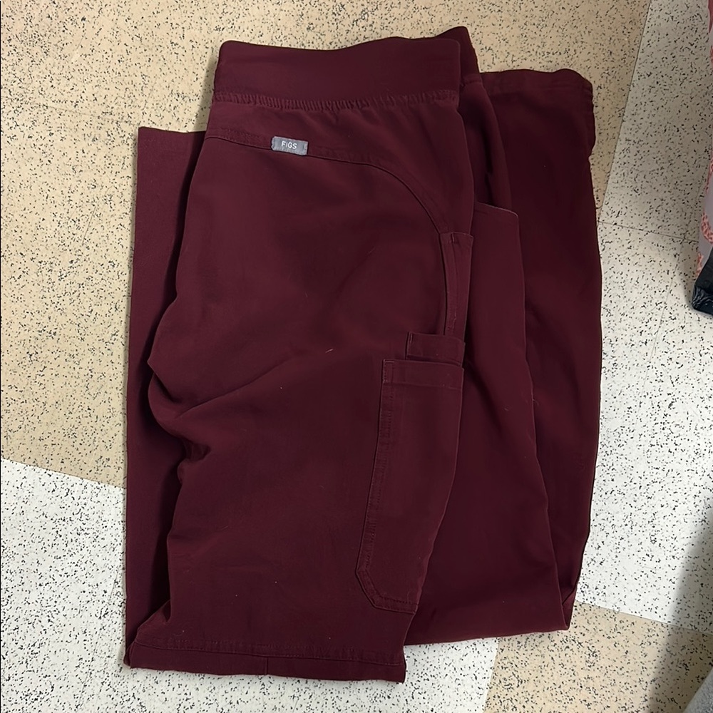 Figs burgundy scrub pants